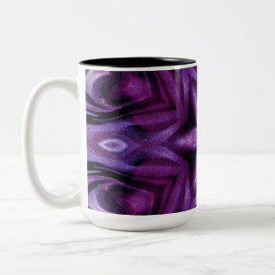 Caneca De Café Em Dois Tons Padrões do Coração e Flor Roxo