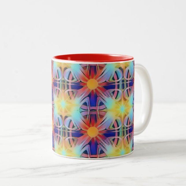 Caneca De Café Em Dois Tons Padrões do Light Boho (Frente Esquerda)