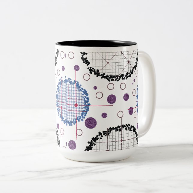 Caneca De Café Em Dois Tons Padrões geométricos para Design moderno (Frente Esquerda)