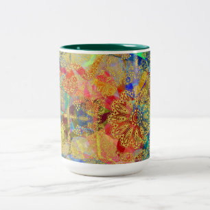 Caneca De Café Em Dois Tons Padrões Intrincados de Mandala em Ouro