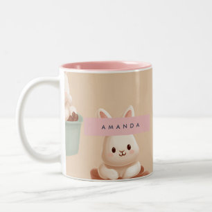 Caneca De Café Em Dois Tons Padrões personalizados de Macarões e amêndoas de P