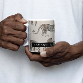 Caneca De Café Em Dois Tons Padrões Selvagem de Animais Selvagens de Leopardo