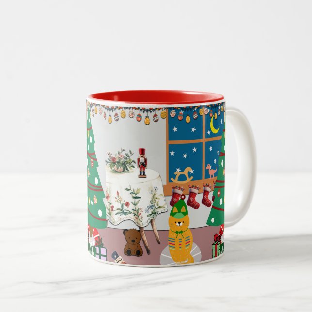 Caneca De Café Em Dois Tons Página inicial da ilustração de feriados (Frente Esquerda)