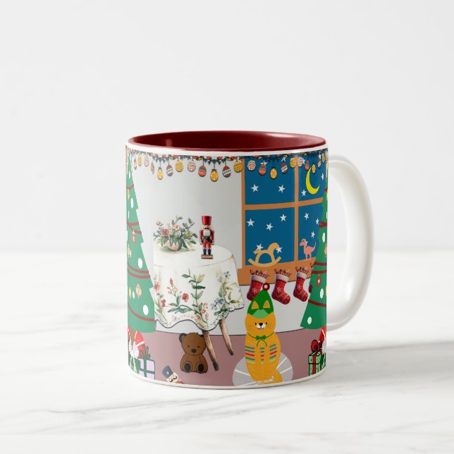 Caneca De Café Em Dois Tons Página inicial da ilustração de feriados (Frente Esquerda)