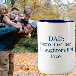 Caneca De Café Em Dois Tons Pai A Filhos Primeiro Herdam Uma Filha Primeiro Am