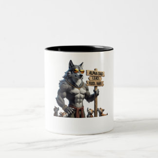 Caneca De Café Em Dois Tons Pai Alfa - Líder Engraçado do Wolf Pack