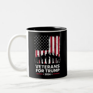 Caneca De Café Em Dois Tons Pai Avô Veteranos Para Trump 2024 Bandeira America