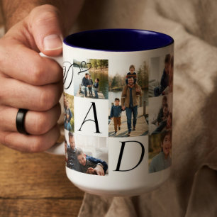 Caneca De Café Em Dois Tons Pai Coração Família Colagem de Fotos Feliz Dia dos