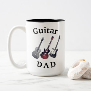Caneca De Café Em Dois Tons "Pai da GUITARRA" Dia dos Pais Acústico e Elétrico