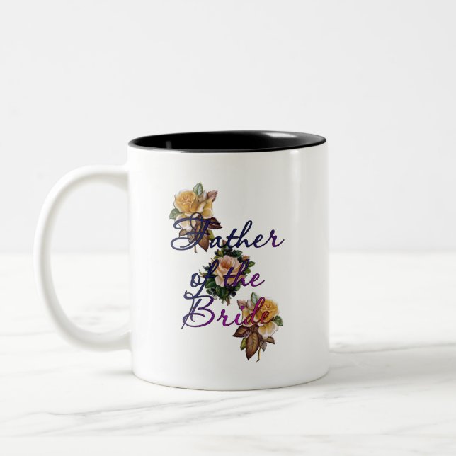 Caneca De Café Em Dois Tons Pai Da Noiva Floral (Esquerda)