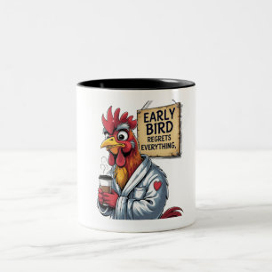 Caneca De Café Em Dois Tons Pai de aves precoces - Galo Engraçado