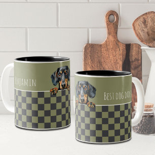 Caneca De Café Em Dois Tons Pai De Cão Cinza Oleícola Escuro Verificado Person