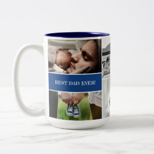 Caneca De Café Em Dois Tons Pai de Colagem de Fotos Personalizada do Melhor Pa