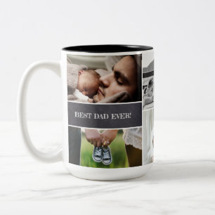 Caneca De Café Em Dois Tons Pai de Colagem Personalizada de Fotografias do Mel