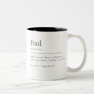 Caneca De Café Em Dois Tons Pai de Definição de Dicionário Minimalista Chic