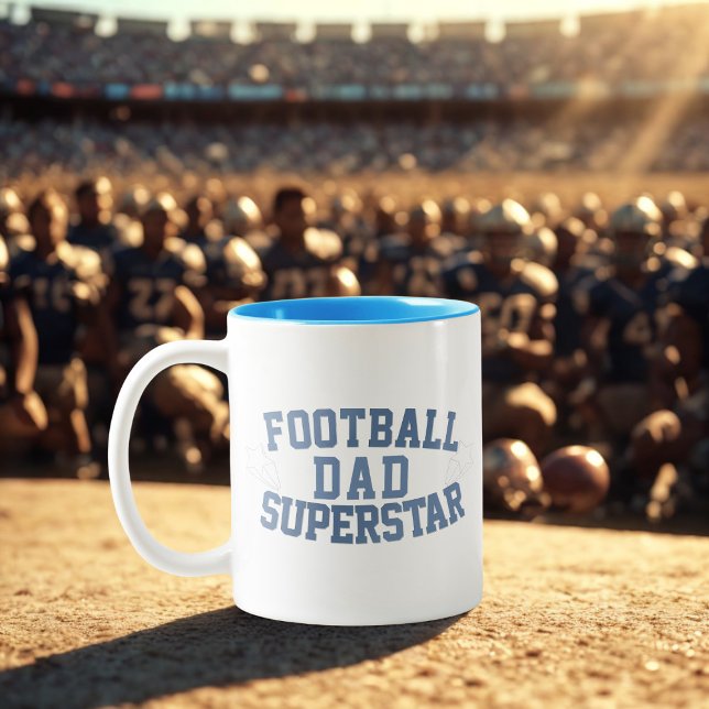 Caneca De Café Em Dois Tons Pai De Futebol Superstar Coffee Mug (For the dad that loves football.)