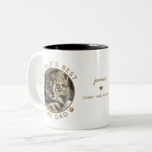 Caneca De Café Em Dois Tons Pai de Gato Melhor Diversão Dois Foto Ouro Tipogra