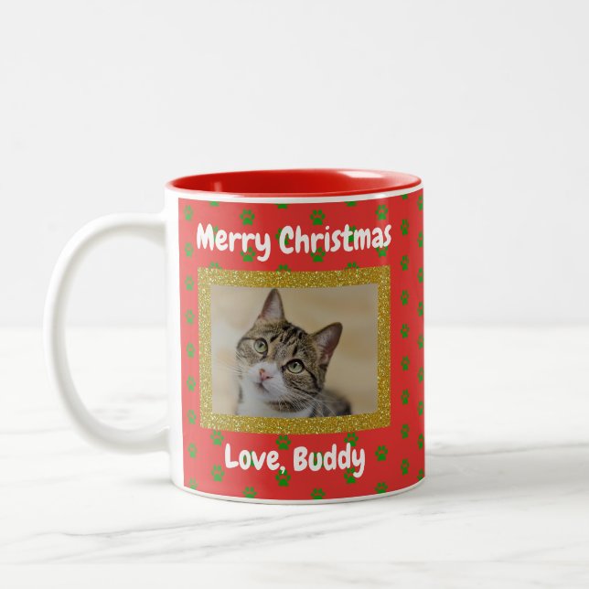 Caneca De Café Em Dois Tons Pai de gatos de amor de Natal (Esquerda)