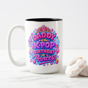 Caneca De Café Em Dois Tons Pai de K-Pop "Pai da Princesa de Aniversário do K-