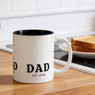 Caneca De Café Em Dois Tons Pai Destacado Preto e Branco Estabelecido