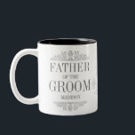 Caneca De Café Em Dois Tons Pai do noivo Monograma de Casamento de cinzas Rúst<br><div class="desc">Casamento</div>