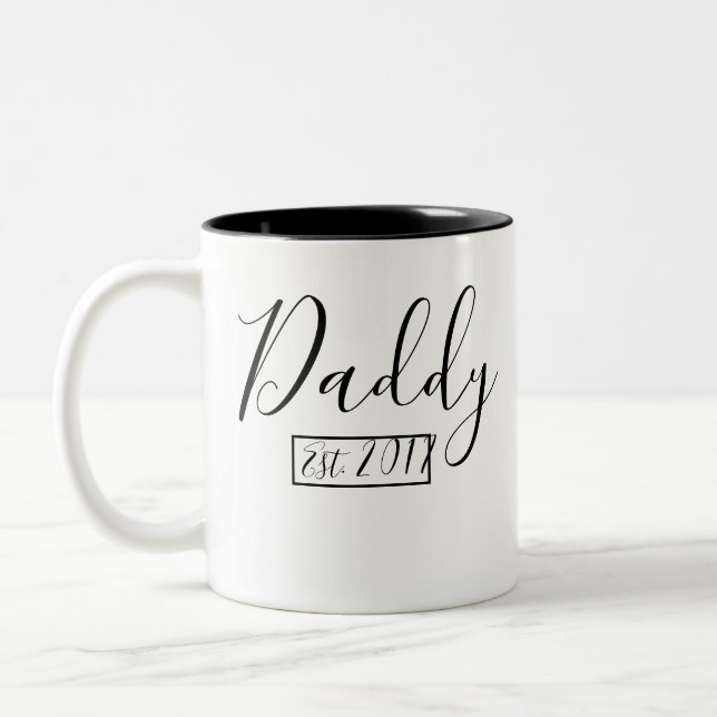 Caneca De Café Em Dois Tons Pai Est. Ano | personalizado (Esquerda)