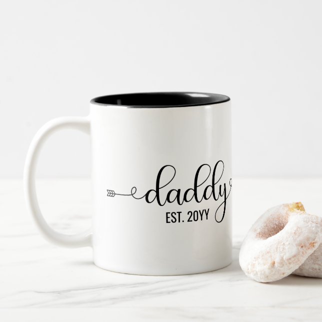 Caneca De Café Em Dois Tons Pai Est, Novo papai | Pai de presentes (Com Donut)