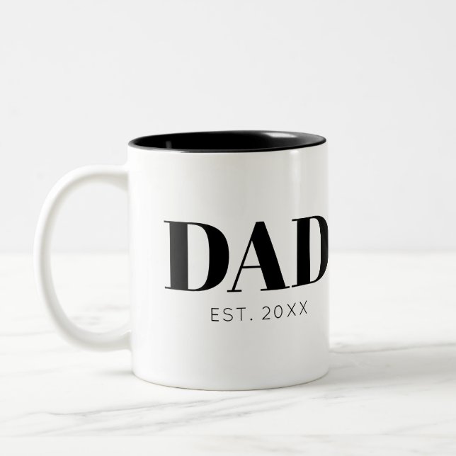 Caneca De Café Em Dois Tons Pai Estabeleceu Texto Simples Mínimo Ano (Esquerda)