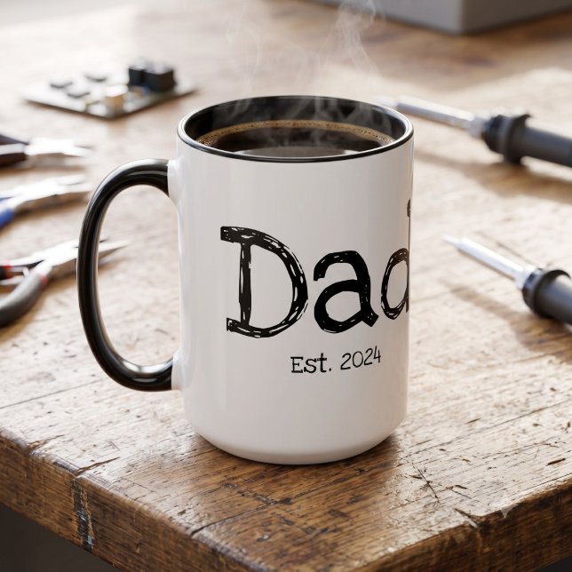 Caneca De Café Em Dois Tons Pai Estabelecido Negro Branco Ousado (Criador carregado)