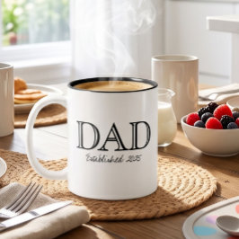 Caneca De Café Em Dois Tons Pai Estabelecido Preto Branco Ousado