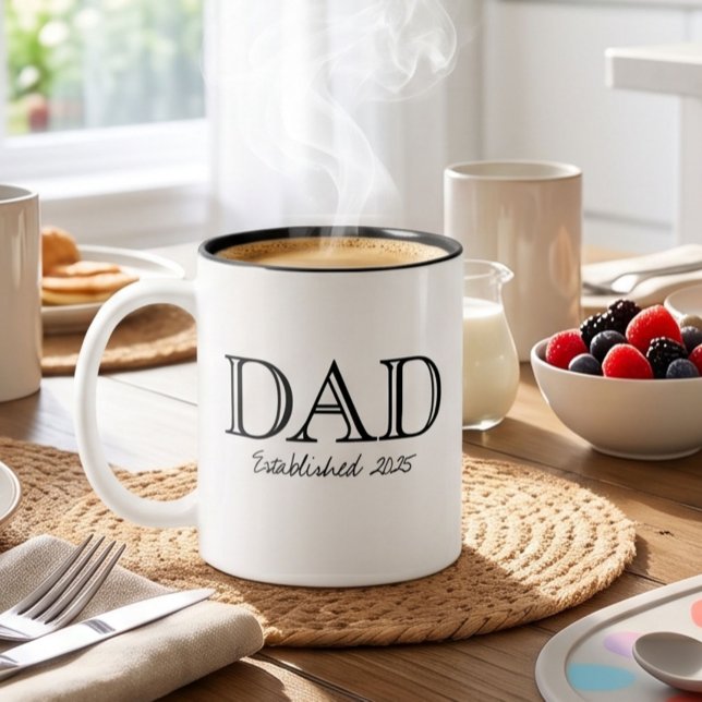 Caneca De Café Em Dois Tons Pai Estabelecido Preto Branco Ousado (Criador carregado)
