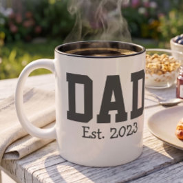 Caneca De Café Em Dois Tons Pai Estabelecido Texto Preto Negrito