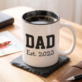 Caneca De Café Em Dois Tons Pai Estabelecido Texto Preto Negrito