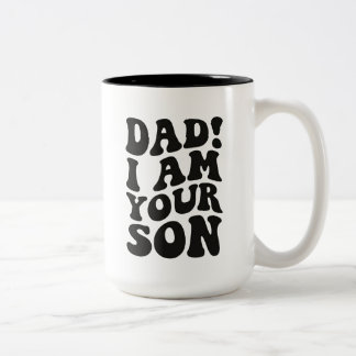 Caneca De Café Em Dois Tons "Pai! Eu sou seu filho" Citação de Família 