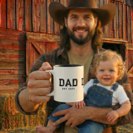 Caneca De Café Em Dois Tons Pai Fundou Ano Preto Ousado Novo Presente Para o P