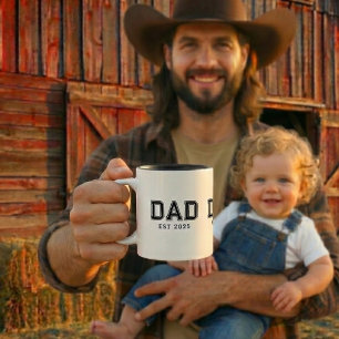 Caneca De Café Em Dois Tons Pai Fundou Ano Preto Ousado Novo Presente Para o P