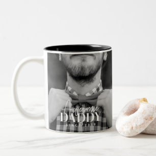 Caneca De Café Em Dois Tons Pai Incrível Desde 20XX Foto Elegante Simples