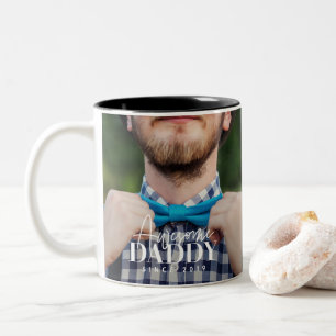 Caneca De Café Em Dois Tons Pai Incrível Desde 20XX Simples Foto Elegante