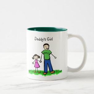 Caneca De Café Em Dois Tons Pai Little Girl Brunette Mug (Personalizar)