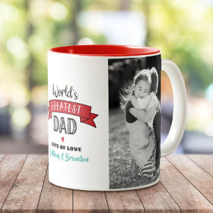 Caneca De Café Em Dois Tons Pai Mais Incrível do Mundo 2 Foto Faixa Vermelha N