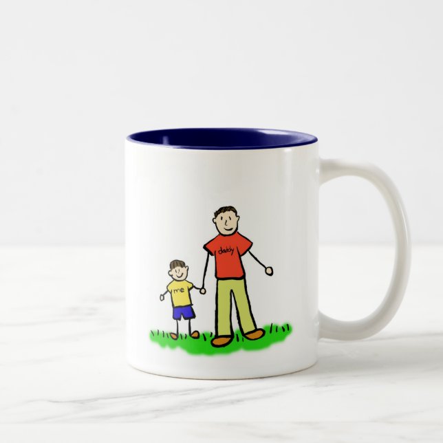 Caneca De Café Em Dois Tons Pai & Me Mug (Brunette sem título) (Direita)