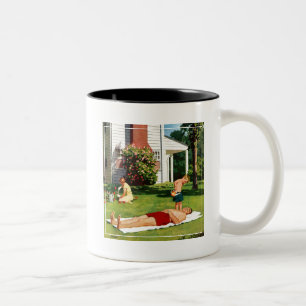 Caneca De Café Em Dois Tons Pai molhando