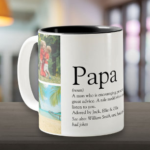 Caneca De Café Em Dois Tons Pai, Papai, Definição de Pai 4 Colagem de Fotos