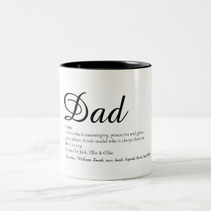 Caneca De Café Em Dois Tons Pai, Papai, Definição de Pai Script Divertido