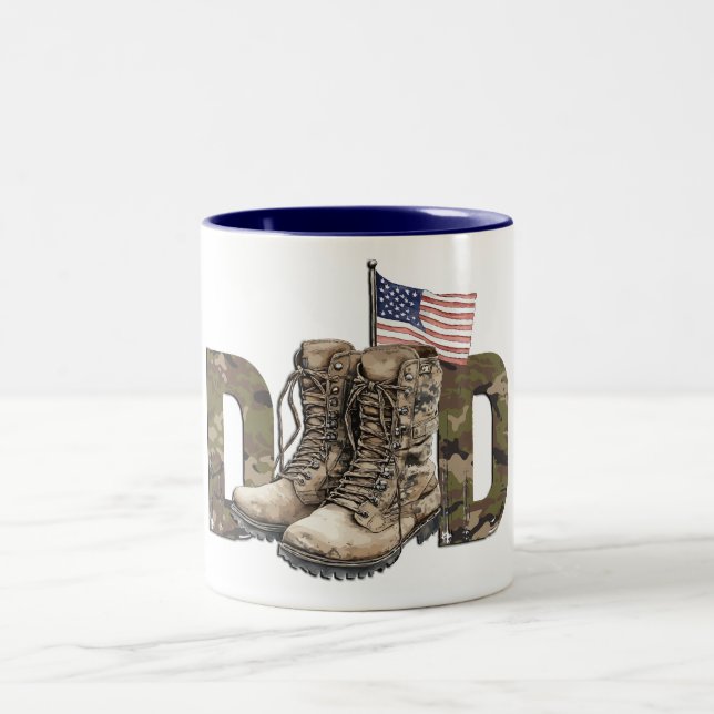 Caneca De Café Em Dois Tons Pai Patriota Militar (Centro)