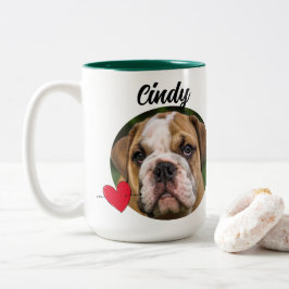Caneca De Café Em Dois Tons Pai personalizado com citação/foto de cão engraçad