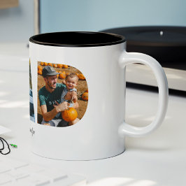 Caneca De Café Em Dois Tons Pai Photo Collage Mug para Dia de os pais