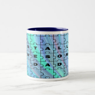 Caneca De Café Em Dois Tons Pai Quebra-cabeça totalmente incrível azul