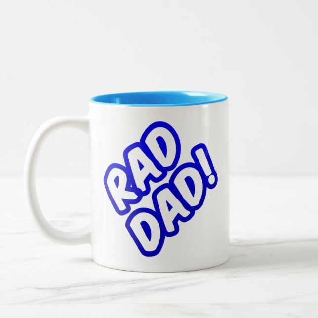 Caneca De Café Em Dois Tons Pai Radical Azul Engraçado Fofo (Esquerda)