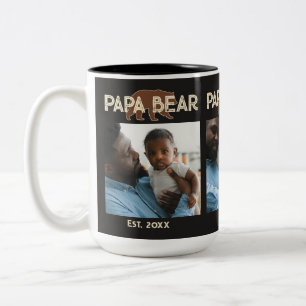 Caneca De Café Em Dois Tons Pai Urso Pai Ano de Fundação 3 Foto Preto